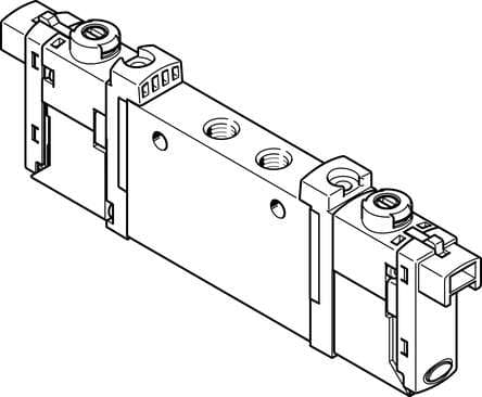 Festo 577317 solenoid valve VUVG-L10-B52-T-M5-1H2L-W1 Valve function: 5/2 bistable, Type of actuation: electrical, Valve size: 10 mm, Standard nominal flow rate: 220 l/min, Operating pressure: 1,5 - 8 bar 577317 on Powermatic Associates