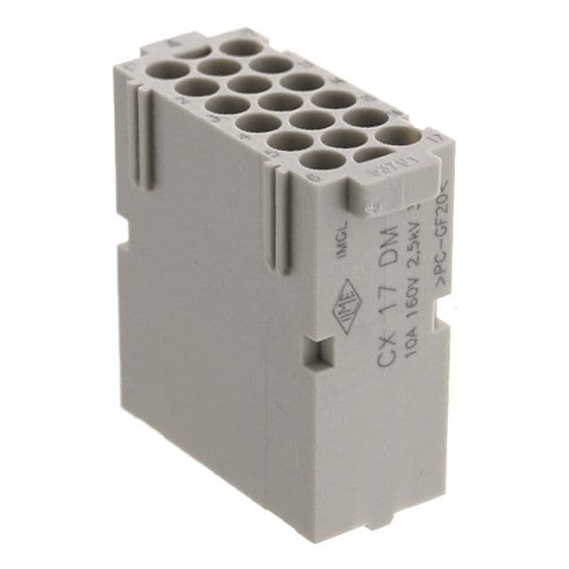 Mencom CX-17DM Mixo series, Male Rectangular Insert, 17 pin, 10 amp, Crimp CX-17DM on Powermatic Associates
