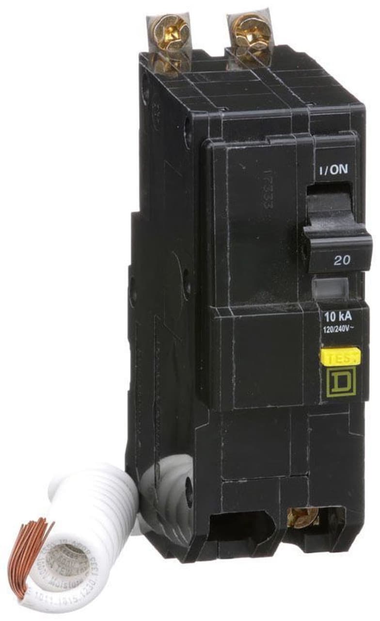 Schneider Electric QOB220GFI Square D by Schneider Electric QOB220GFI is a Ground Fault Interrupter (GFI) Miniature Circuit Breaker (MCB) designed for bolt-on mounting. It features a rated current of 20A and a bolt-on connection type. This MCB operates at a rated voltage of 120V to 240V and accommodates a cross-section of 14-8AWG for one copper cable. It is a 2 Pole device with a residual current sensitivity of 6mA / 0.006. The QOB220GFI offers ground fault protection and has a short circuit breaking rating of 10kA at 240Vac. Its terminals are of the press plate type. QOB220GFI on Powermatic Associates