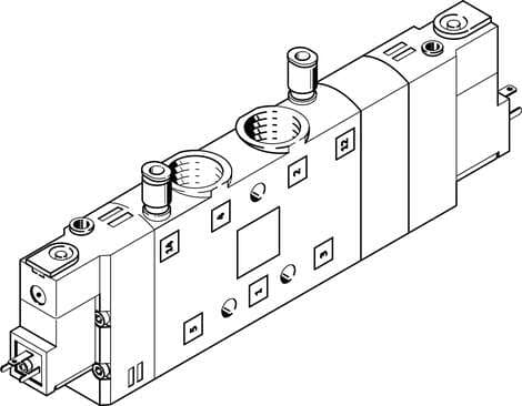 Festo 170268 solenoid valve CPE24-M1H-5/3ES-3/8 High component density Valve function: 5/3 exhausted, Type of actuation: electrical, Width: 24 mm, Standard nominal flow rate: 2650 l/min, Operating pressure: -0,9 - 10 bar 170268 on Powermatic Associates