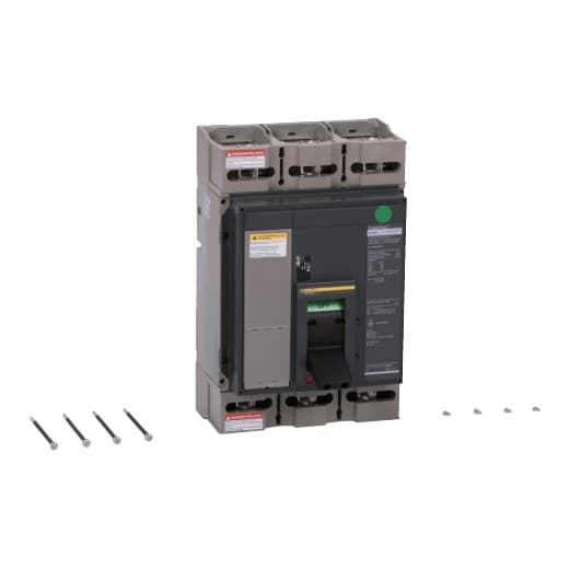 Schneider Electric PJL36000S80 Square D by Schneider Electric PJL36000S80 is an automatic molded case switch-disconnector designed for mounting plate installation. It features a rated current of 800A and a connection type that accommodates lugs on both the load and line sides. This part falls under the PowerPact PJL sub-range and is specified with a rated voltage of 600V AC. It is equipped with 3 poles, all of which are protected, and has a frame current rating of 1200 AF. PJL36000S80 on Powermatic Associates
