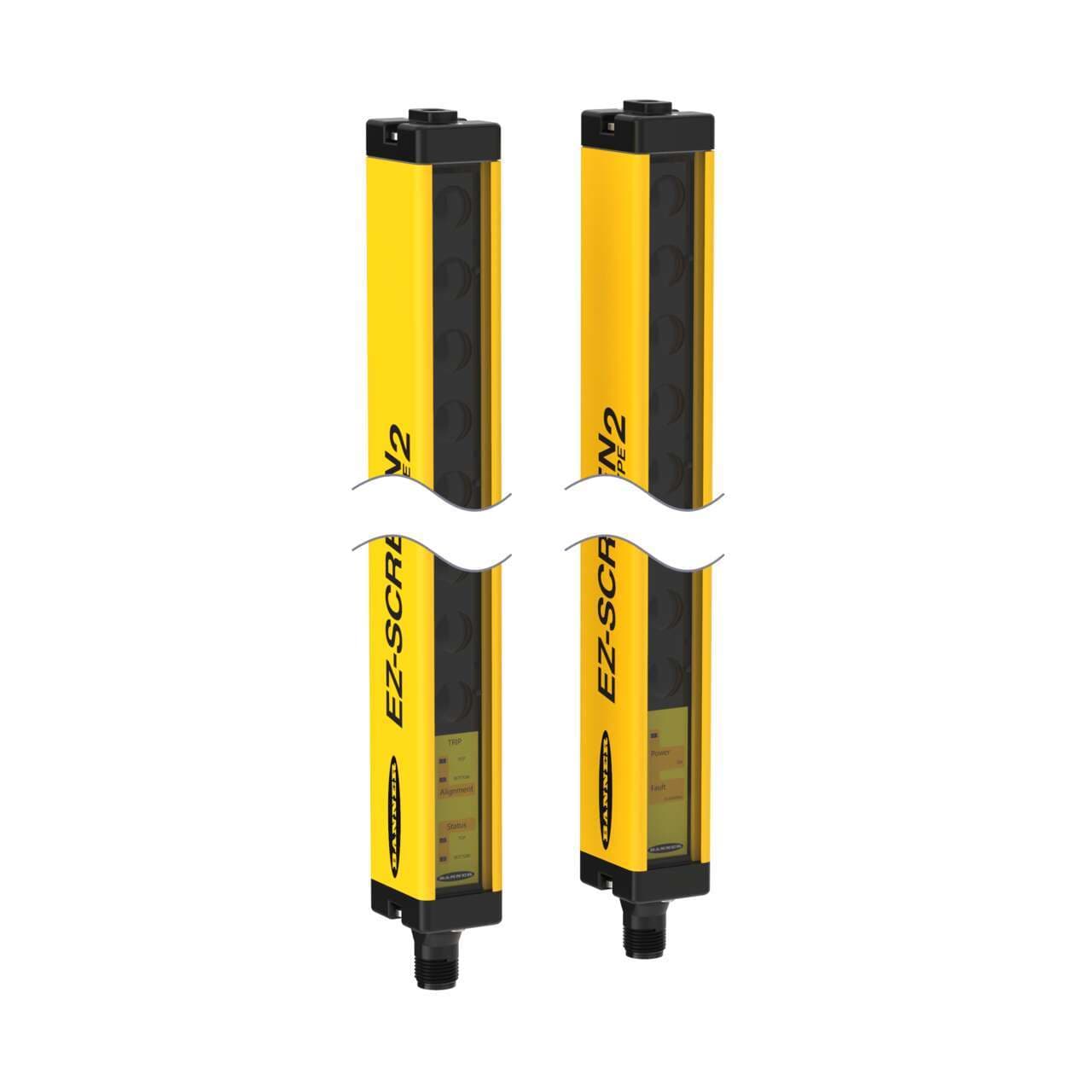 Banner LS2TP30-150Q88 EZ-SCREEN TYPE 2; TRIP Output; E/R Pair; 30 mm Resolution; 150 mm Defined Area; 15 m Range; Yellow Housing; 8-pin M12 Integral QD; Mounting Hardware Included LS2TP30-150Q88 on Powermatic Associates