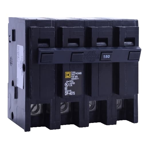 Schneider Electric HOM2175BB Square D by Schneider Electric HOM2175BB is a Miniature Circuit Breaker (MCB) designed for branch circuit protection. It features a plug-in connection type and is equipped with 2 poles. The rated current for this MCB is 175A, and it operates at a rated voltage of 120 V to 240 V AC. For mounting, it utilizes a plug-in mode. The HOM2175BB can accommodate a cross-section of 4AWG-300kcmil for 1 cable made of Aluminum or Copper, thanks to its box lugs terminals. It also has a short circuit breaking rating of 10kA at 120Vac. HOM2175BB on Powermatic Associates