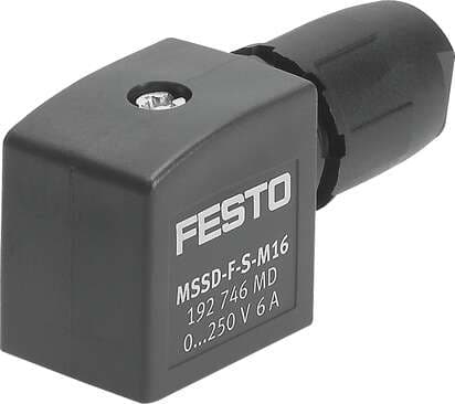 Festo 192746 plug socket MSSD-F-S-M16 with insulation-piercing contacts Connection frequency: 10, Mounting type: On solenoid valve with M3 central screw, Assembly position: Any, Product weight: 35 g, Electrical connection: (* 3-pin, * Plug socket, * Plug pattern type 192746 on Powermatic Associates