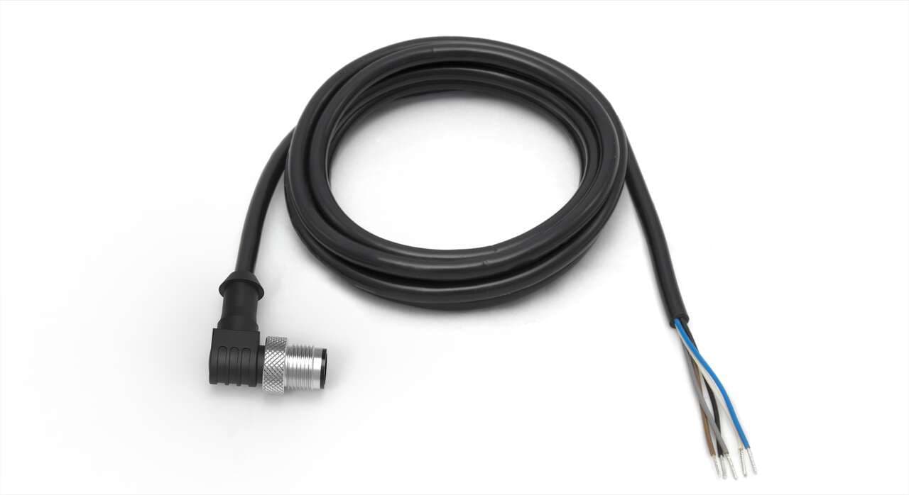 Banner MQDMC-530RA Cordset: Single Ended M12; 5-pin Right-Angle Male; 9 m (29.53 ft) 5x22 Black PVC Jacket; Nickel-Plated Brass Coupling Nut MQDMC-530RA on Powermatic Associates