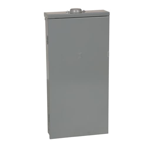Schneider Electric QO130M200PRB Square D by Schneider Electric QO130M200PRB is a load center designed for surface mounting with a main function of serving as a Load Center (LC) with a QOM1 frame size and Plug-on-Neutral (PoN) feature. It has a rated current of 200A and utilizes lugs for its connection type. The dimensions of this load center are H758mm x W375mm (H29.84" x W14.76"), offering 30 spaces for circuits. It is protected by a NEMA 3R degree of protection and is constructed from welded galvannealed steel for the enclosure and tin-plated copper for the busbar. This product is suitable for a single-phase (1PH-3W) network with a rated voltage of 120Vac/240Vac. It can accommodate up to 30 single pole circuits with a cross-section range for aluminium and copper lugs from 4AWG to 250kcmil. Additionally, it has a short circuit breaking rating of 22kA. QO130M200PRB on Powermatic Associates