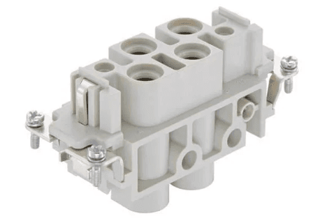 Harting 09 38 006 2711 Harting 09380062711 - Inserts, Screw termination, Female, Polycarbonate (PC), RAL 7032 (pebble grey), Rated current: 80 A, Size: 16 B, Contacts: 4, Conductor cross-section: 1.5 ... 16 mm², Copper alloy, Silver plated 09 38 006 2711 on Powermatic Associates