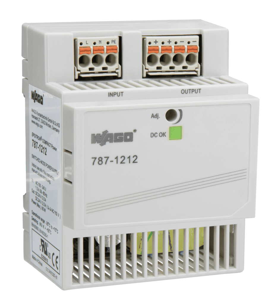 WAGO 787-1212 787-1212 WAGO - EPSITRON® COMPACT power supply; single-phase; output voltage 24 VDC; 2.5 A; with pluggable picoMAX connector 787-1212 on Powermatic Associates