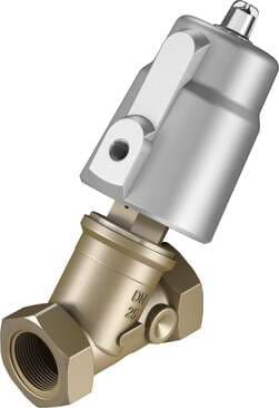 Festo 3540796 angle seat valve VZXF-L-M22C-M-A-G2-430-H3ALV-80-V Pneumatically actuated angle seat valve in red brass. Over seat version, safety position closed, G thread, vacuum, nominal width 2". Design structure: Poppet valve with piston actuator, Type of actuation: 3540796 on Powermatic Associates