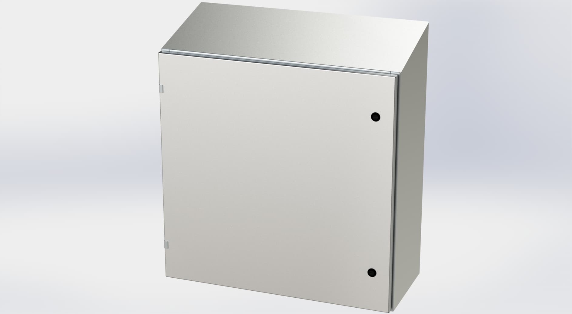 Saginaw Control SCE-30EL3012SSST S.S. EL Sloping Top Enclosure, Height:30.00", Width:30.00", Depth:12.00", #4 brushed finish on all exterior surfaces. Optional sub-panels are powder coated white. SCE-30EL3012SSST on Powermatic Associates