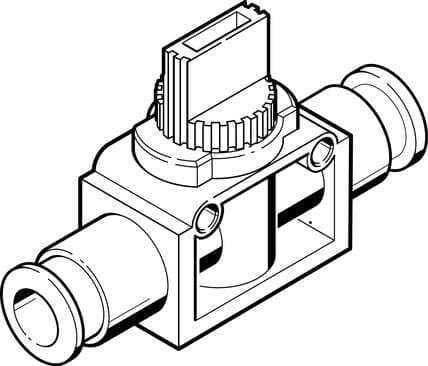 Festo 153982 shut-off valve HE-2-QS-5/16-U Valve function: 2/2 bistable, Pneumatic connection, port  1: QS-5/16, Pneumatic connection, port  2: QS-5/16, Type of actuation: manual, Mounting type: (* Direct mounting via through-holes, * Line installation, * Optional) 153982 on Powermatic Associates