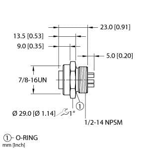 Turck RKF 57 RKF 57 Turck - RKF 57 DeviceNet, 7/8″ Female Receptacle, Front Mount RKF 57 on Powermatic Associates