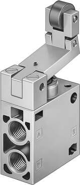 Festo 8989 Roller lever valve LO-3-1/4-B With idle return, normally open. Valve function: 3/2 open, monostable, Type of actuation: mechanical, Standard nominal flow rate: 600 l/min, Operating pressure: -0,95 - 10 bar, Design structure: Poppet seat 8989 on Powermatic Associates