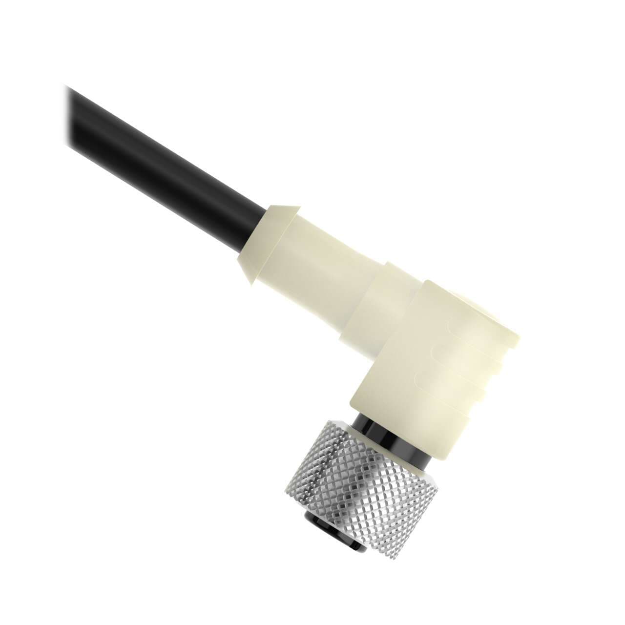 Banner MQDC-530-GYNRA Cordset: Single Ended M12; 5-pin Right-Angle Female; 9 m (29.53 ft) 5x22 Black PVC Jacket; PVC Translucent White; Nickel-Plated Brass Coupling Nut MQDC-530-GYNRA on Powermatic Associates