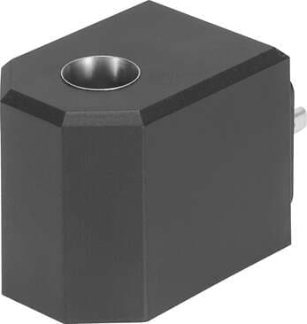 Festo 562891 solenoid coil VACC-S13-18-A1-2U for armature system F19, connection pattern type A, to EN 175 301, 110 V DC and AC. Type of actuation: electrical, Assembly position: Any, Switching position indicator: No, Duty cycle: 100 %, Insulation class: H 562891 on Powermatic Associates