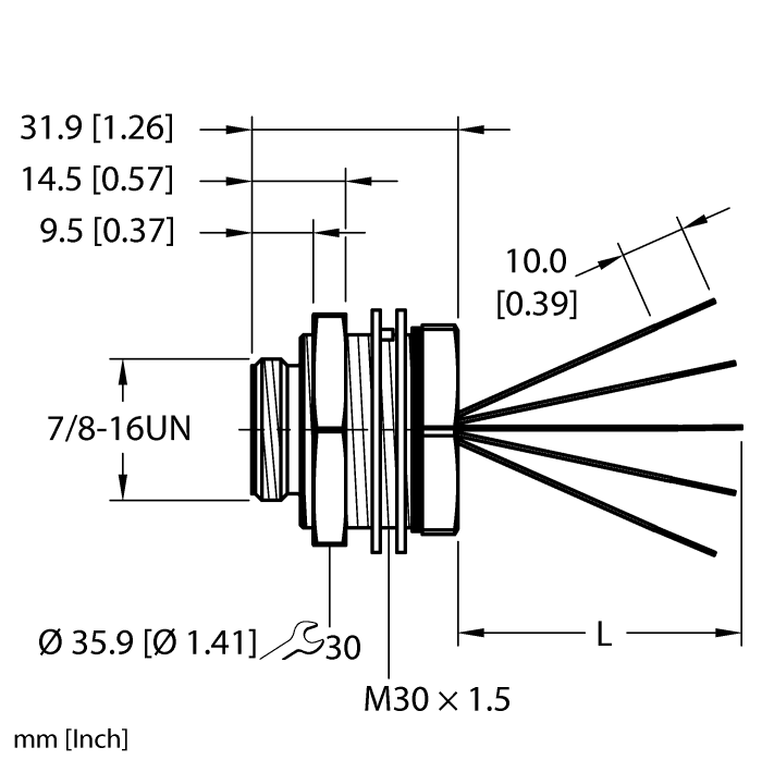 Turck RSFP 55-0.5M RSFP 55-0.5M Turck - RSFP 55-0.5M Actuator and Sensor Receptacle, Rear Mount RSFP 55-0.5M on Powermatic Associates