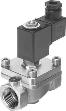 Festo 1492154 solenoid valve VZWF-B-L-M22C-G1-275-V-1P4-6-R1 force pilot operated, G1" connection. Design structure: (* Diaphragm valve, * forced), Type of actuation: electrical, Sealing principle: soft, Assembly position: Magnet standing, Mounting type: Line installat 1492154 on Powermatic Associates