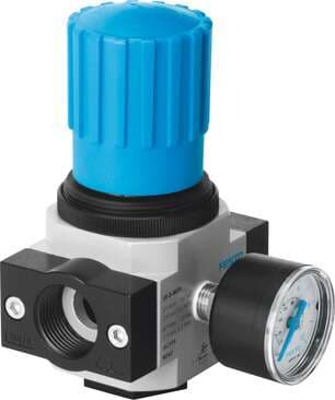 Festo 162588 pressure regulator LR-3/4-D-7-MAXI With pressure gauge, working pressure up to 7 bar. Size: Maxi, Series: D, Actuator lock: Rotary knob with lock, Assembly position: Any, Design structure: Piloted piston regulator 162588 on Powermatic Associates
