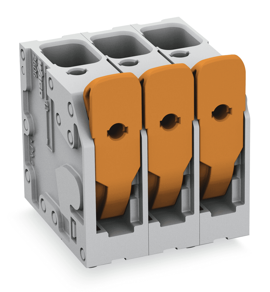 WAGO 2606-3106/020-000 2606-3106/020-000 WAGO - PCB terminal block; lever; Pin spacing 7.5 mm; W pinning; 6-pole; Push-in CAGE CLAMP®; gray 2606-3106/020-000 on Powermatic Associates