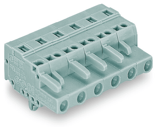 WAGO 231-216/008-000 231-216/008-000 WAGO - Female plug; 16-pole; snap-in mounting feet; 12 AWG max; pin spacing 7.5 mm; 1 conductor per pole; gray 231-216/008-000 on Powermatic Associates