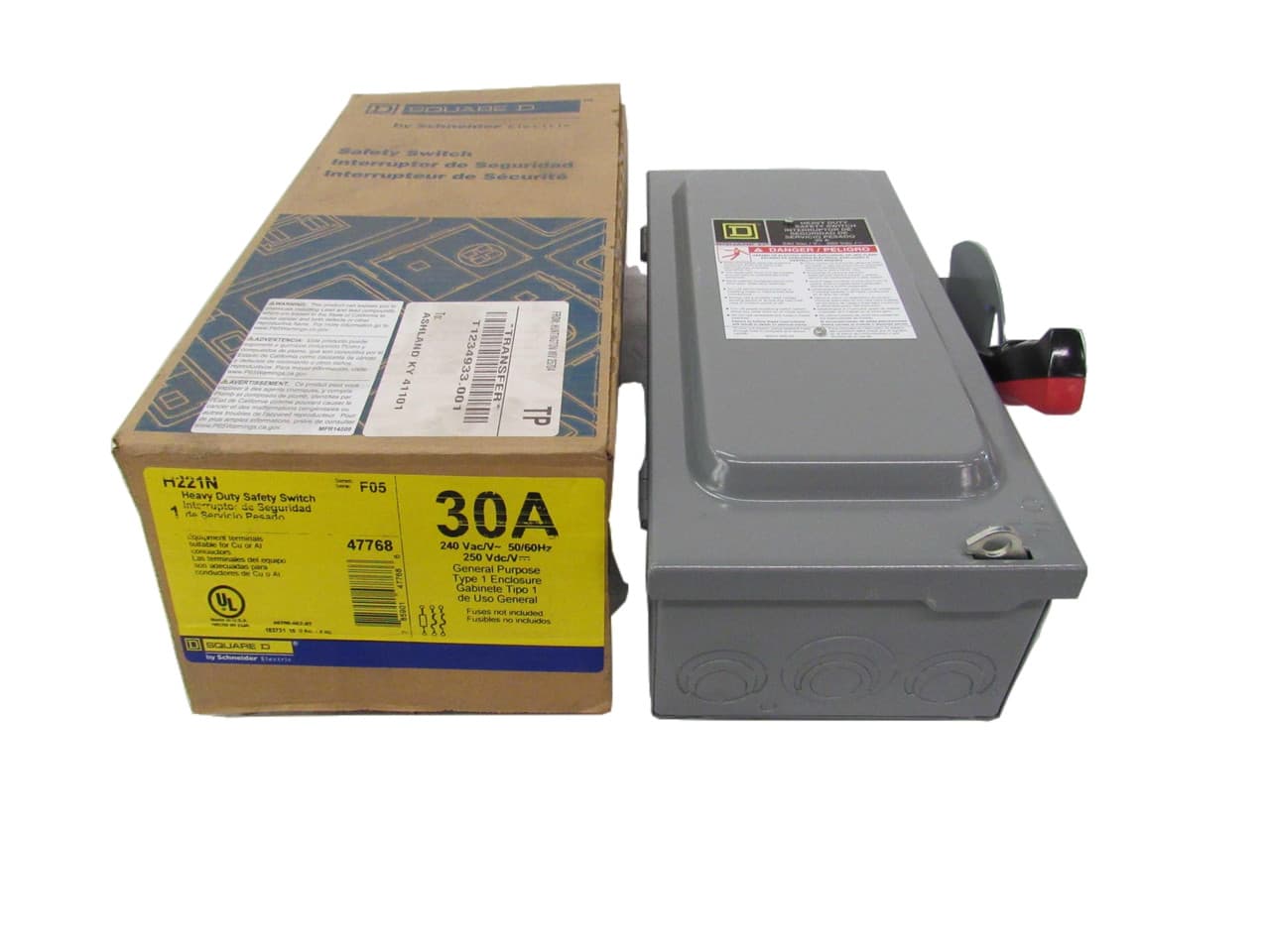 Schneider Electric H221N 240 VAC/250 VDC, 30 A, 500 HP, 3-Phase, 2-Pole, 3-Wire, Galvannealed Steel, Surface Mount, NEMA 1, Class R/J/H/K, Fusible, Factory Installed Neutral, Heavy Duty H221N on Powermatic Associates