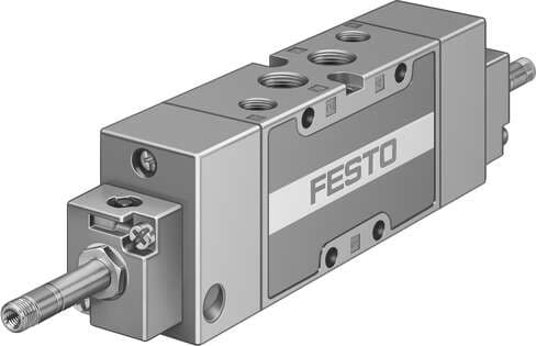 Festo 535937 solenoid valve MFH-5/3G-1/4-B-EX With manual override, without solenoid coil or socket. Solenoid coil and socket should be ordered separately. Valve function: 5/3 closed, Type of actuation: electrical, Width: 32 mm, Standard nominal flow rate: 1600 l/min, 535937 on Powermatic Associates