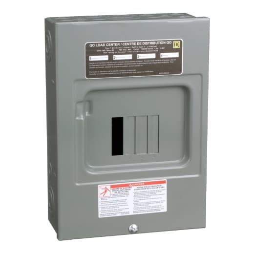 Schneider Electric QO4L100S Square D by Schneider Electric QO4L100S is a load center designed for surface mounting with a rated current of 100A and a connection type utilizing lugs. It measures H319mm x W226mm x D95mm (H12.56" x W8.9" x D3.74") and offers 4 spaces for single pole circuits. This load center is equipped with a tin-plated aluminum busbar and operates at a rated voltage of 120Vac/240Vac. It features a degree of protection classified as NEMA 1 and has a short circuit breaking rating of 10kA. QO4L100S on Powermatic Associates