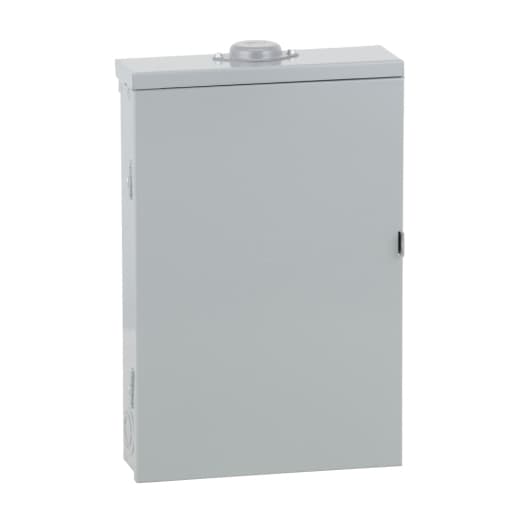 Schneider Electric HOM2040L125PRB Square D by Schneider Electric HOM2040L125PRB is a load center designed for single-phase (1PH) networks. It features a welded galvannealed steel enclosure and a tin-plated aluminum busbar. This load center has dimensions of H560mm x W375mm x D115mm (H22.05" x W14.76" x D4.53"), offering 20 spaces for up to 40 single pole circuits or 20 tandem breakers. It is equipped with lugs for connection, supports a rated current of 125A, and operates at a rated voltage of 120Vac/240Vac. The HOM2040L125PRB is protected to a degree of NEMA 3R. HOM2040L125PRB on Powermatic Associates