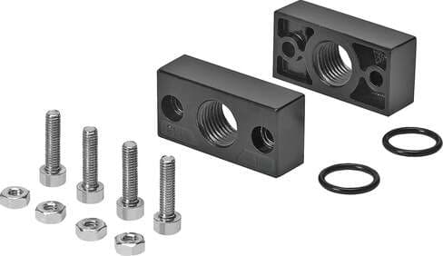 Festo 549117 connection kit PBL-1/4-DB-MINI-NPT For service units in the DB-Mini series. Corrosion resistance classification CRC: 1 - Low corrosion stress, Materials note: Free of copper and PTFE, Material of connecting plate: Zinc die-casting, Material seals: NBR, Ma 549117 on Powermatic Associates