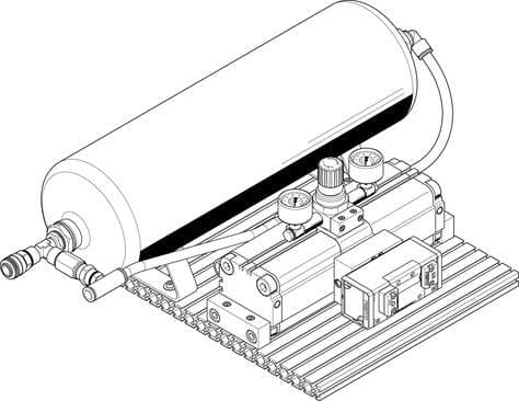 Festo 552935 pressure booster DPA-63-16-CRVZS20 combination of pressure booster and air reservoir in stainless steel design Piston diameter: 63 mm, Volume: 20 l, Assembly position: Downward condensate drain, Design structure: (* Twin-piston pressure booster, * with ai 552935 on Powermatic Associates