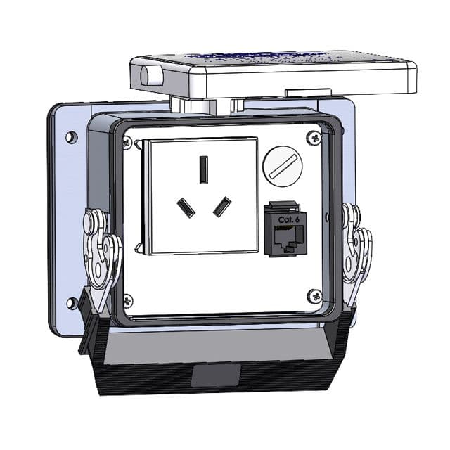 Mencom DAS-RJ45-NR-32 Panel Interface Connector with Australian outlet, RJ45, No reset, in a 32 housing DAS-RJ45-NR-32 on Powermatic Associates