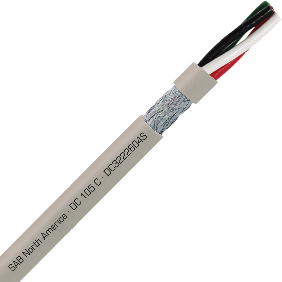 SAB DC3222604S DC 105 C - 26 AWG/4c, shielded flexible oil resistant data cable, UL, CSA, CE, RoHS DC3222604S on Powermatic Associates