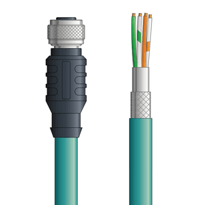 Lapp C5E104S10 C5E104S10 - LAPP ETHERLINE® Industrial Cordsets 26 AWG / 2 pair CAT5e - Teal Polyurethane (PUR) - M12 Female / Wire Leads connectors - 10m C5E104S10 on Powermatic Associates