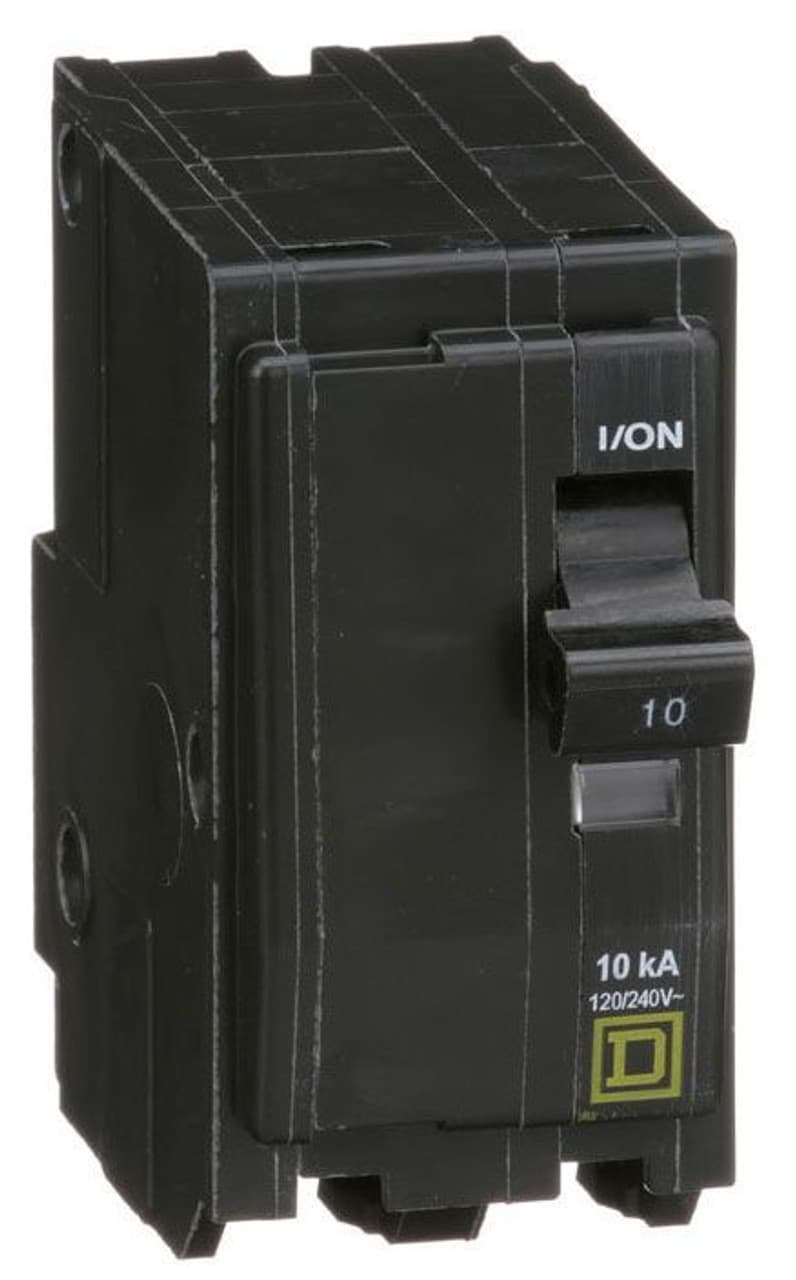 Schneider Electric QO210 Square D by Schneider Electric QO210 is a Miniature Circuit Breaker (MCB) designed for plug-in mounting. It features a plug-in connection type and is compatible with a cross-section of 14-8AWG (1 cable Al/Cu). This 2 Pole MCB is rated for 10A current, with a rated voltage of 120V to 240V AC and 48Vdc. It offers a short circuit breaking rating of 10kA at 240Vac and 5kA at 48Vdc. The QO210 is equipped with press plate type terminals. QO210 on Powermatic Associates
