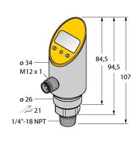 Turck PS003V-303-LI2UPN8X-H1141 PS003V-303-LI2UPN8X-H1141 Turck - PS003V-303-LI2UPN8X-H1141 Pressure sensor, With Analog Output and PNP/NPN Transistor Switching Output, Output 2 Reprogrammable as Switching Output PS003V-303-LI2UPN8X-H1141 on Powermatic Associates