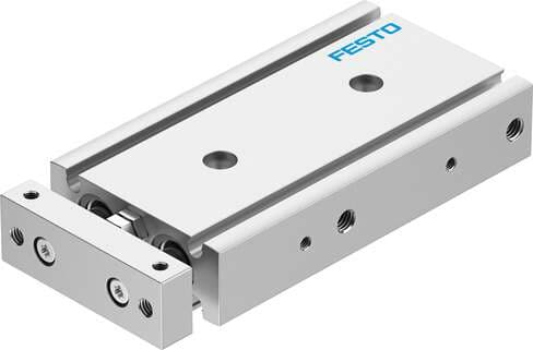 Festo 8100557 twin-piston cylinder DGTZ-GF-10-40-P-A Stroke: 40 mm, Adjustable end-position range/length: 10 mm, Piston diameter: 10 mm, Operating mode of drive unit: Yoke, Cushioning: P: Flexible cushioning rings/plates at both ends 8100557 on Powermatic Associates