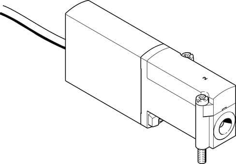 Festo 525177 solenoid valve MHA4-MS1H-3/2G-4-K individual valve, fast switching, with cable. Valve function: 3/2 closed, monostable, Type of actuation: electrical, Width: 18 mm, Standard nominal flow rate: 400 l/min, Operating pressure: -0,9 - 8 bar 525177 on Powermatic Associates