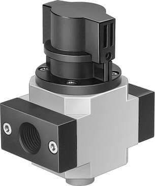 Festo 162808 on-off valve HE-3/8-D-MINI For service units, with threaded connecting plate Design structure: Piston slide, Type of actuation: manual, Sealing principle: soft, Exhaust-air function: not throttleable, Manual override: None 162808 on Powermatic Associates
