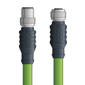 Lapp C6A007S01 C6A007S01 - LAPP ETHERLINE® Industrial Cordsets 22 AWG / 4 pair CAT6A - Green Polyurethane (PUR) -  M12 Male / M12 Female connectors - 1m C6A007S01 on Powermatic Associates
