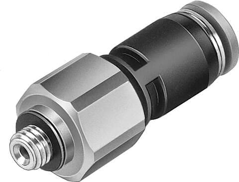 Festo 153957 rotary push-in fitting QSR-1/4-5/16-U 360° rotatable, with ball bearing, male thread with external hexagon. Size: Standard, Nominal size: 5 mm, Type of seal on screw-in stud: coating, Assembly position: Any, Container size: 1 153957 on Powermatic Associates