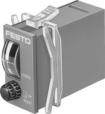 Festo 150239 timer PZVT-300-SEC Design structure: mechanical sequence counter with pneumatic drive, Switch-off pressure: <: 0,1 bar, Operating pressure: 2 - 6 bar, Switch-on pressure: >: 1,6 bar, Standard nominal flow rate: 50 l/min 150239 on Powermatic Associates