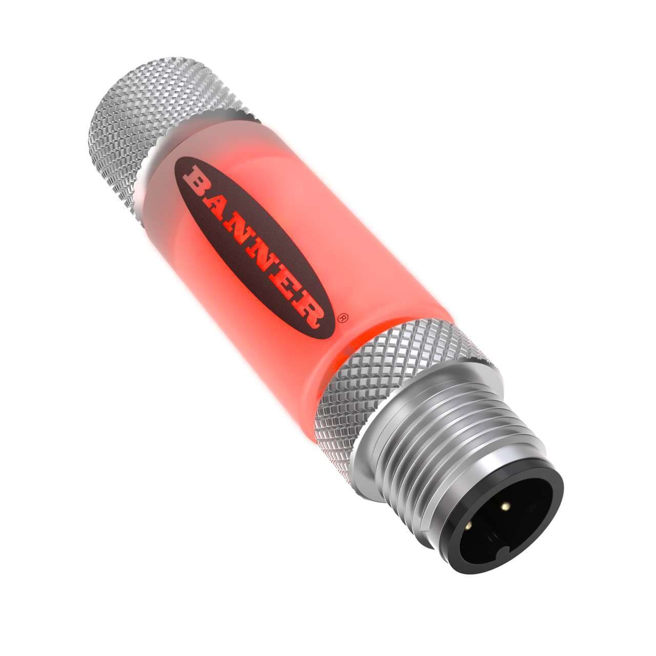 Banner S15LRGPQ S15L Series: 2-Color In-Line Sensor Status Indicator; Voltage: 10-30 V dc; Housing: Polyurethane; IP67; Input: PNP; Colors: Red Green; Male-Female 4-pin M12 Integral QD S15LRGPQ on Powermatic Associates