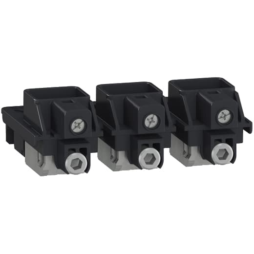 Schneider Electric LV426974 Schneider Electric LV426974 is a lug designed for mechanical functions, featuring an Everlink lugs kit with a built-in control wire terminal (CWT). It is compatible with 3-pole (3P) devices and supports a rated current range from 15 to 125A. This lug is suitable for connecting 1 x #14 to 3/0AWG cables, ensuring compatibility with a wide range of cable sizes for diverse applications. LV426974 on Powermatic Associates