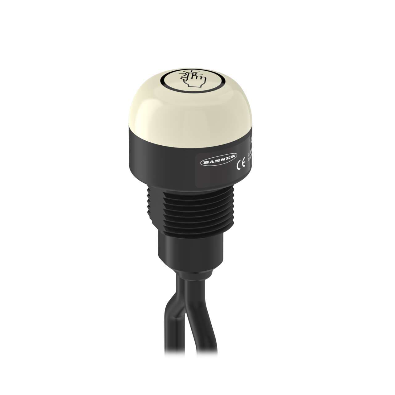 Banner K30PTSQ2PS-814359 Banner K30PTSQ2PS-814359 - K30 Pro Touch with PICK-IQ Series: RGB Touch Sensor; Voltage: 10-30 V dc; Housing: Polycarbonate; Environ. Rating: IP66 IP67 IP69K; Colors: Multicolor; 5-pin M12 240 mm (9.45 in) PVC Shielded Pigtails, Finger Touch Logo K30PTSQ2PS-814359 on Powermatic Associates