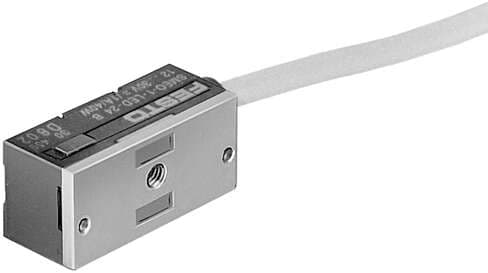 Festo 151672 proximity sensor SMEO-1-LED-24-K5-B With reed contact and light-emitting diode, without mounting kit. Design: Block design, Authorisation: RCM Mark, CE mark (see declaration of conformity): to EU directive for EMC, Materials note: Free of copper and PTFE, 151672 on Powermatic Associates