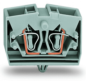 WAGO 264-341 264-341 WAGO - 4-conductor terminal block; without push-buttons; with snap-in mounting foot; 1-pole; for plate thickness 0.6 - 1.2 mm; Fixing hole 3.5 mm Ø; 2.5 mm²; CAGE CLAMP®; 2,50 mm²; gray 264-341 on Powermatic Associates