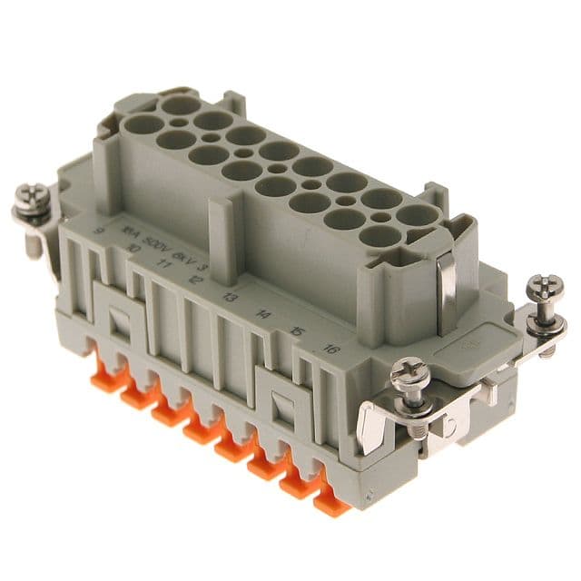Mencom CSHF-16N Standard, CSH series, Female Rectangular Insert, size 77.27, 16 pin, 16 amp, Squich Spring, (17-32) CSHF-16N on Powermatic Associates