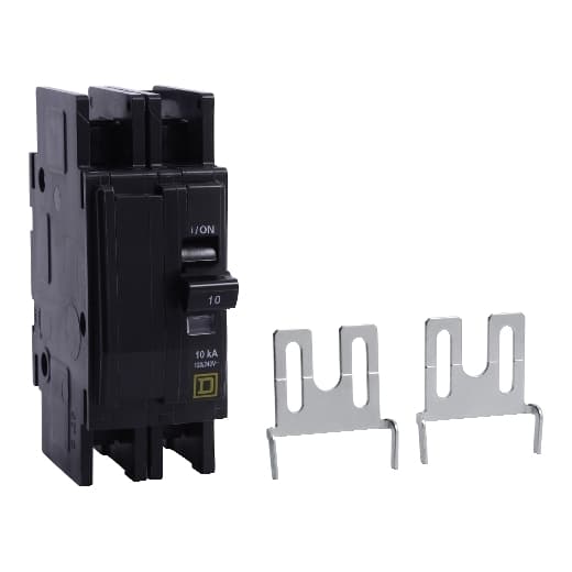 Schneider Electric QOUR2155283CCC Square D by Schneider Electric QOUR2155283CCC is a Miniature Circuit Breaker (MCB) designed for unit mount installation. It features a rated current of 15A and accommodates ring tongue connections on both the load and line sides. This MCB operates at a rated voltage of 48Vdc and 120V/240V AC, with a 2 Pole configuration. It has a short circuit breaking rating of 10kA at 240Vac and 5kA at 48Vdc. The terminals are designed to accept ring tongue connectors. QOUR2155283CCC on Powermatic Associates