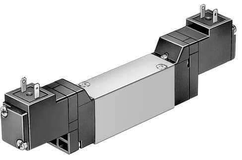 Festo 173432 solenoid valve JMEH-5/2-5,0-B With solenoid coils and manual override, without plug sockets. Valve function: 5/2 bistable, Type of actuation: electrical, Width: 17,8 mm, Standard nominal flow rate: 700 l/min, Operating pressure: 1,5 - 8 bar 173432 on Powermatic Associates