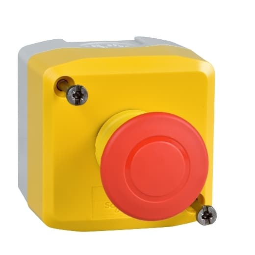 Schneider Electric XALK198 Schneider Electric XALK198 is a control station designed for emergency stop functions, featuring a red mushroom head pushbutton. It is part of the XALK sub-range and offers a rated impulse voltage (Uimp) of 6 kV. The unit is constructed from polycarbonate (PC), ensuring durability, and provides a high degree of protection with ratings of IP69, IP67, IP66, IP69K, NEMA 13, and NEMA 4X. The rated current varies with voltage and type, including 6 A at 120Vac (AC-15), 3 A at 240Vac (AC-15), 1.2 A at 600Vac (AC-15), 0.55 A at 125Vdc (DC-13), 0.27 A at 250Vdc (DC-13), and 0.1 A at 600Vdc (DC-13). It boasts a mechanical durability of 3,000,000 operations at no load and an electrical durability of 1,000,000 operations with load. The mushroom head diameter is 40 mm, with net dimensions of 68 mm in height, 91.5 mm in depth, and 68 mm in width. The rated insulation voltage (Ui) is 600 V, and it includes 1 NC (Normally Closed) auxiliary contact. The control station is designed to operate in a push-pull mode, with screw-clamp type terminals, and can withstand ambient air temperatures for storage ranging from -40 to +70 °C. The minimum and maximum operating temperatures are -40 °C and 70 °C, respectively. XALK198 on Powermatic Associates